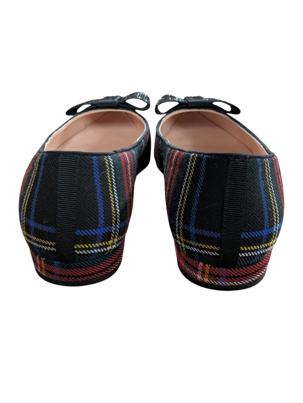 J. Crew Tartan Plaid Rhinestone Bow Pointed Toe Flats Size 8.5 - Picture 9 of 12